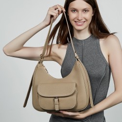 New top-grain cowhide underarm tote bag for women, large-capacity saddle bag, genuine leather shoulder bag for women, suitable for work commuting