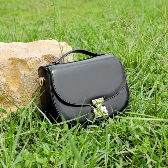 Niche design commuter handbag, luxurious genuine leather crossbody bucket bag, single shoulder bag for women, ins-style bucket bag