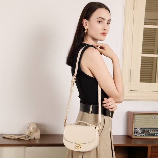 Niche design commuter handbag, luxurious genuine leather crossbody bucket bag, single shoulder bag for women, ins-style bucket bag