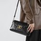 Diamond-patterned genuine leather shoulder bag, caviar pattern, large capacity hobo bag, bucket drawstring bag, chain crossbody bag for women