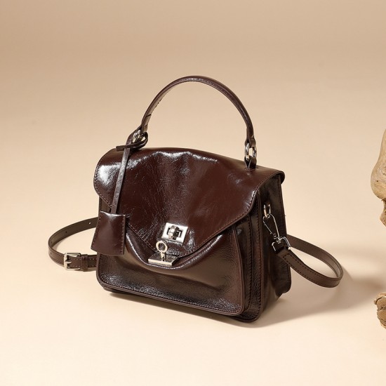 Top-grain cowhide high-end commuter large capacity handbag, Cambridge bag, shoulder and crossbody messenger bag, genuine leather women's bag
