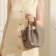 Silver buckle genuine leather women's bag, vegetable basket bag, 2025 new fashion handbag, lychee-grain bucket bag