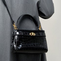 Kelly large women's bag premium crocodile pattern lock small square bag new genuine leather commuter crossbody women's bag