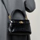 Kelly large women's bag premium crocodile pattern lock small square bag new genuine leather commuter crossbody women's bag Kelly large women's bag premium crocodile pattern lock small square bag new genuine leather commuter crossbody women's bag