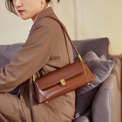 Special leather chain underarm bag for women, 2025 new spring and summer cowhide French-style luxury niche shoulder and crossbody bag.