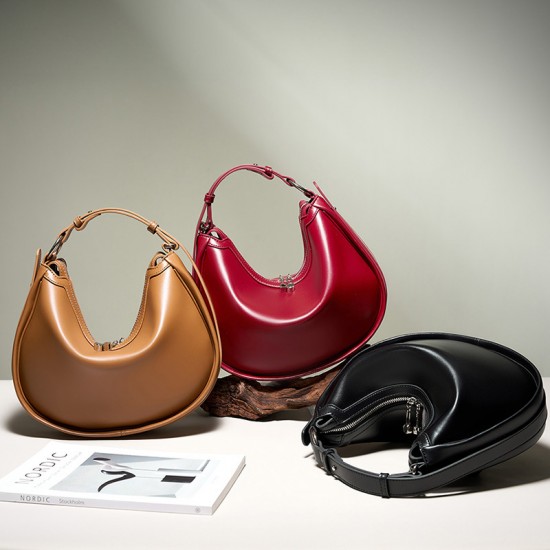 Niche design crescent-shaped genuine leather underarm bag, 2025 new simple and high-end single-shoulder crossbody, versatile women's bag Niche design crescent-shaped genuine leather underarm bag, 2025 new simple and high-end single-shoulder crossbody, versatile women's bag