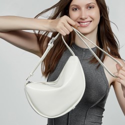 2025 new genuine leather women's bag, lazy-style crescent bag, large-capacity shoulder crossbody bag