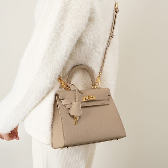 2025 new spring and summer fashionable cowhide, high-quality genuine leather Kelly bag, mini crossbody handbag for women
