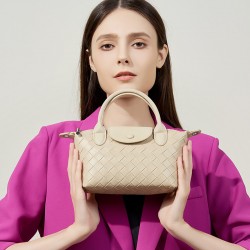 2025 new cowhide woven women's bag, dumpling bag, cell phone bag, handbag, crossbody bag
