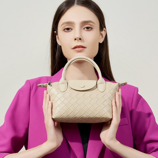 2025 new cowhide woven women's bag, dumpling bag, cell phone bag, handbag, crossbody bag