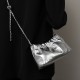 2025 popular underarm bag, high-end cloud-shaped pleated bag for women, top-grain cowhide shoulder crossbody bag with gold ball chain