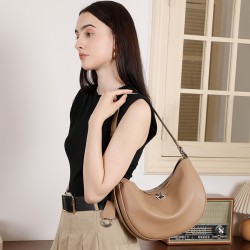 Spring fashionable cowhide bag for women, luxury underarm commuter bag, 2025 new style everyday shoulder crossbody baguette bag for women