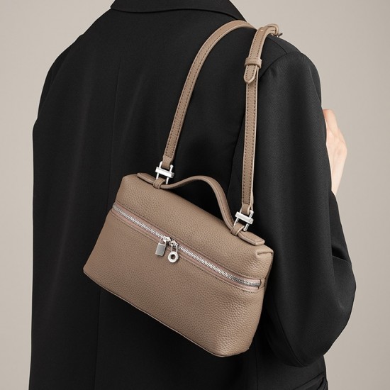 Top-grain cowhide LP19 lunch box bag, genuine leather women's bag, 2025 New Gigi-style box-shaped handbag, small crossbody bag Top-grain cowhide LP19 lunch box bag, genuine leather women's bag, 2025 New Gigi-style box-shaped handbag, small crossbody bag