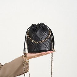 2025 new crossbody bucket bag premium versatile small chain genuine leather women's handbag