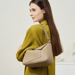 2025 new single-shoulder underarm bags, geometric bags, genuine leather pillow bags, top-grain cowhide crossbody commuter bags