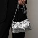 2025 popular underarm bag, high-end cloud-shaped pleated bag for women, top-grain cowhide shoulder crossbody bag with gold ball chain