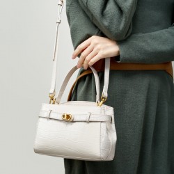 Kelly large women's bag premium crocodile pattern lock small square bag new genuine leather commuter crossbody women's bag