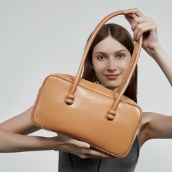 Genuine Leather Underarm Bag 2025 New Large Capacity Boston Women's Single Shoulder Bag Bowling Bag Golf bags