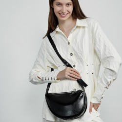 2025 new genuine leather women's bag, lazy-style crescent bag, large-capacity shoulder crossbody bag
