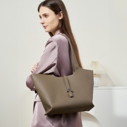 2025 early autumn new first-grain cowhide wind chime tote bag, large-capacity commuting handbag, genuine leather women's bag.