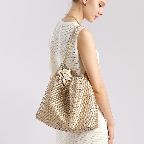 Large Gun-Style Niche Handwoven Handbag Tote, Casual Lazy Style Single-Shoulder Underarm Bucket Tote Large Gun-Style Niche Handwoven Handbag Tote, Casual Lazy Style Single-Shoulder Underarm Bucket Tote