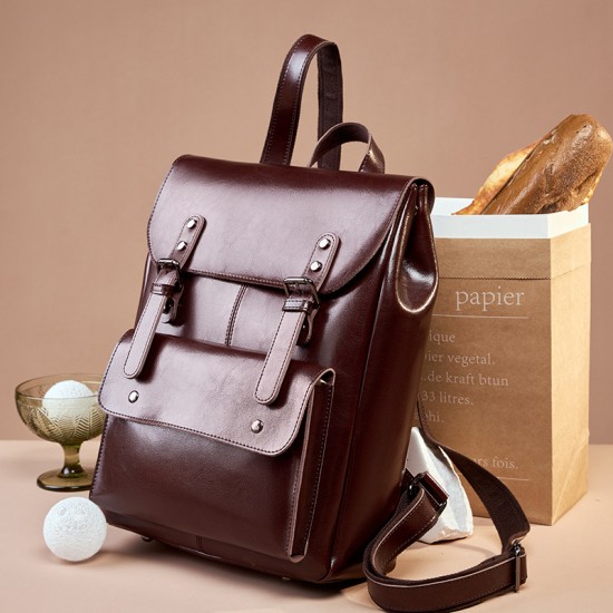 Women's Genuine Leather Backpack, Durable Cowhide Laptop Backpack, 14-inch, Large Capacity, British Retro, Neutral Full Leather Women's Genuine Leather Backpack, Durable Cowhide Laptop Backpack, 14-inch, Large Capacity, British Retro, Neutral Full Leather
