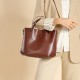 Simple, large-capacity, top-grain cowhide commuter tote bag, versatile, high-end, shoulder-shoulder, crossbody bucket bag for women. Simple, large-capacity, top-grain cowhide commuter tote bag, versatile, high-end, shoulder-shoulder, crossbody bucket bag for women.