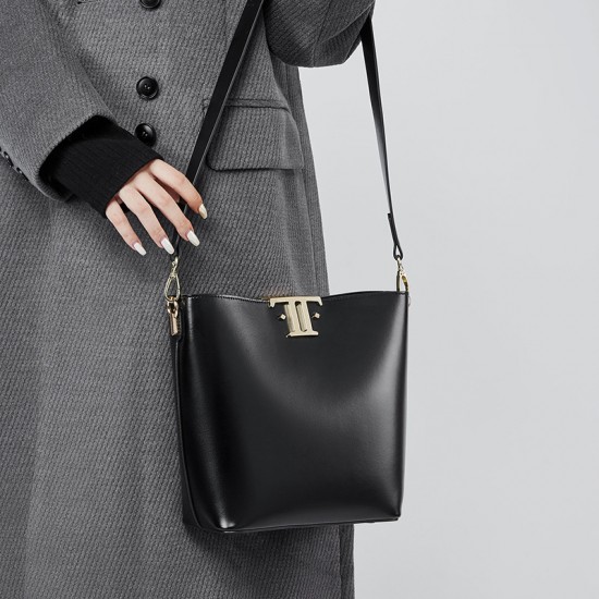 New High-End Large Capacity Commuter Bucket Bag for Women, Original, Niche Genuine Leather Underarm Bag, Stylish Shoulder Bag