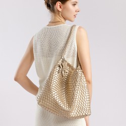 Large Gun-Style Niche Handwoven Handbag Tote, Casual Lazy Style Single-Shoulder Underarm Bucket Tote