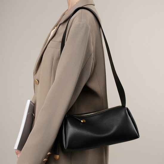 2025 new spring/summer new genuine leather bag, black cowhide bag 5 new genuine leather crossbody bags for women, luxury baguette underarm bags for summer, soft leather women's bags