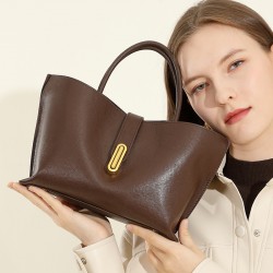 Top-grain cowhide spring 2025 new, light-luxury, niche, fashionable shoulder bag and crossbody bag for women. Cross-border women's bags, new top-grain vegetable-tanned cowhide tote bags, niche fashionable commuter handbags, women's crossbody bags.