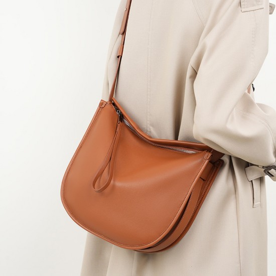 2025 new minimalist and comfortable soft leather tote bag, a lazy style. Large-capacity cowhide commuter shoulder and crossbody bag