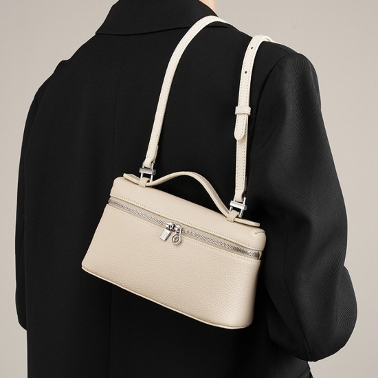 Top-grain cowhide LP19 lunch box bag, genuine leather women's bag, 2025 New Gigi-style box-shaped handbag, small crossbody bag Top-grain cowhide LP19 lunch box bag, genuine leather women's bag, 2025 New Gigi-style box-shaped handbag, small crossbody bag