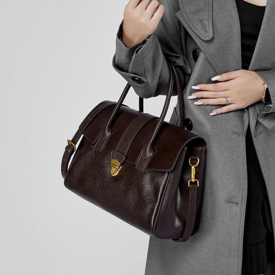 Vintage genuine leather handbag tote bags, new cross-border vegetable-tanned cowhide large-capacity briefcases, large travel bags for women Vintage genuine leather handbag tote bags, new cross-border vegetable-tanned cowhide large-capacity briefcases, large travel bags for women