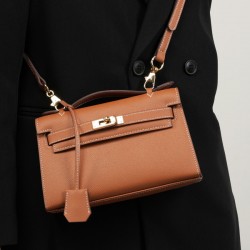 Spring and summer genuine leather Kelly bags, palm print mini, genuine leather chain bags, mini shoulder bags.