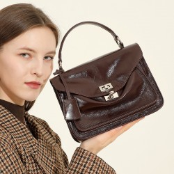 Top-grain cowhide high-end commuter large capacity handbag, Cambridge bag, shoulder and crossbody messenger bag, genuine leather women's bag
