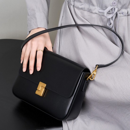2025 new spring/summer genuine leather bag, women's commuting shoulder bag, small square cowhide bag