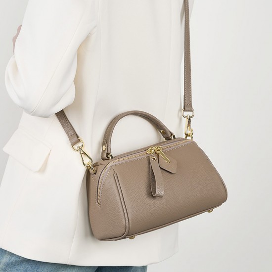 Genuine leather elegant women's bag, 2025 new retro and simple classic Boston handbag, cowhide crossbody shoulder bag Genuine leather elegant women's bag, 2025 new retro and simple classic Boston handbag, cowhide crossbody shoulder bag