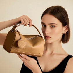 TOGO top-grain cowhide women's bag, fashionable genuine leather cross-border Boston bag, versatile trendy handbag and crossbody bag