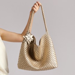 Large Gun-Style Niche Handwoven Handbag Tote, Casual Lazy Style Single-Shoulder Underarm Bucket Tote