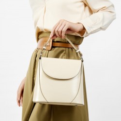 Niche Design Genuine Leather Crossbody Bag for Women, 2025 New Simple Cylindrical Bag, Luxury Shoulder Bag, Cowhide Baguette Bag