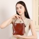 2025 new retro vegetable-tanned cowhide small bucket bag, niche genuine leather single-shoulder crossbody handbags