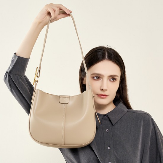 2025 new style genuine leather women's bag, simple cowhide large-capacity cylindrical shoulder bag, solid color, niche casual tote bag 2025 new style genuine leather women's bag, simple cowhide large-capacity cylindrical shoulder bag, solid color, niche casual tote bag