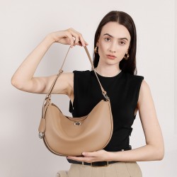 Spring fashionable cowhide bag for women, luxury underarm commuter bag, 2025 new style everyday shoulder crossbody baguette bag for women