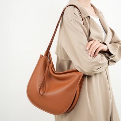 2025 new minimalist and comfortable soft leather tote bag, a lazy style. Large-capacity cowhide commuter shoulder and crossbody bag