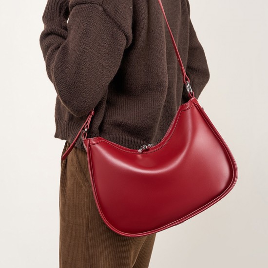Niche design crescent-shaped genuine leather underarm bag, 2025 new simple and high-end single-shoulder crossbody, versatile women's bag Niche design crescent-shaped genuine leather underarm bag, 2025 new simple and high-end single-shoulder crossbody, versatile women's bag
