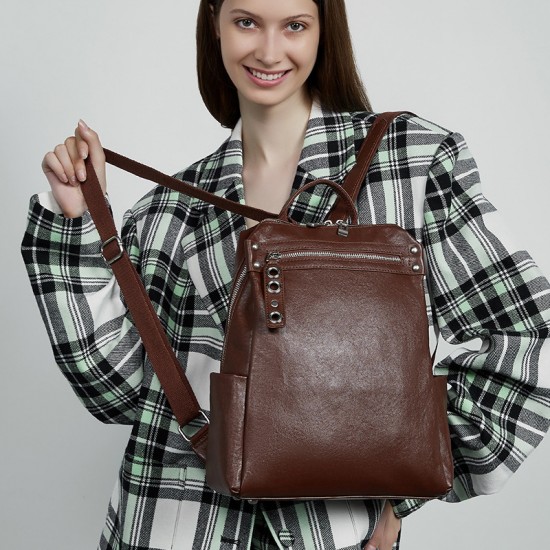 2025 new large-capacity, lightweight, niche genuine leather women's travel backpacks 2025 new large-capacity, lightweight, niche genuine leather women's travel backpacks