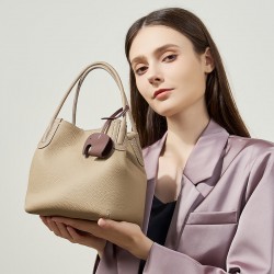 2025 summer new stylish genuine leather bucket bag, niche top-grain cowhide retro shoulder and crossbody handbag