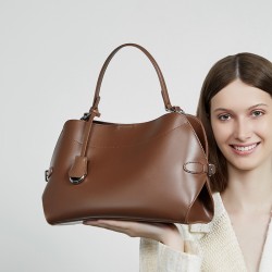 New Genuine Leather Shoulder Bag, Niche, High-End Summer Worker Large-Capacity Women's Commuter Handbag