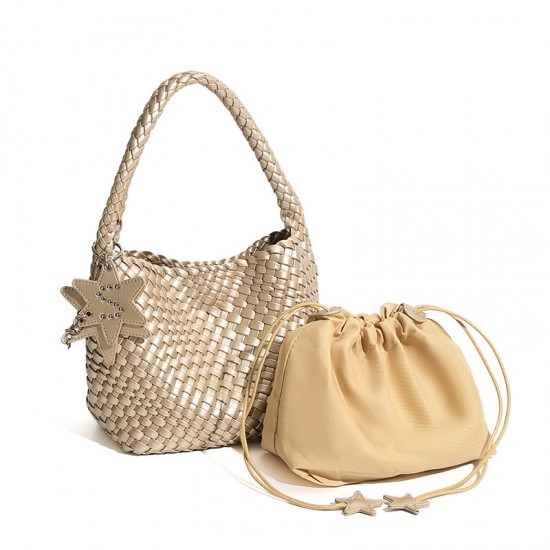 TikTok hit, new hand-woven genuine leather textured tote bag, large-capacity handbag, underarm women's bag TikTok hit, new hand-woven genuine leather textured tote bag, large-capacity handbag, underarm women's bag